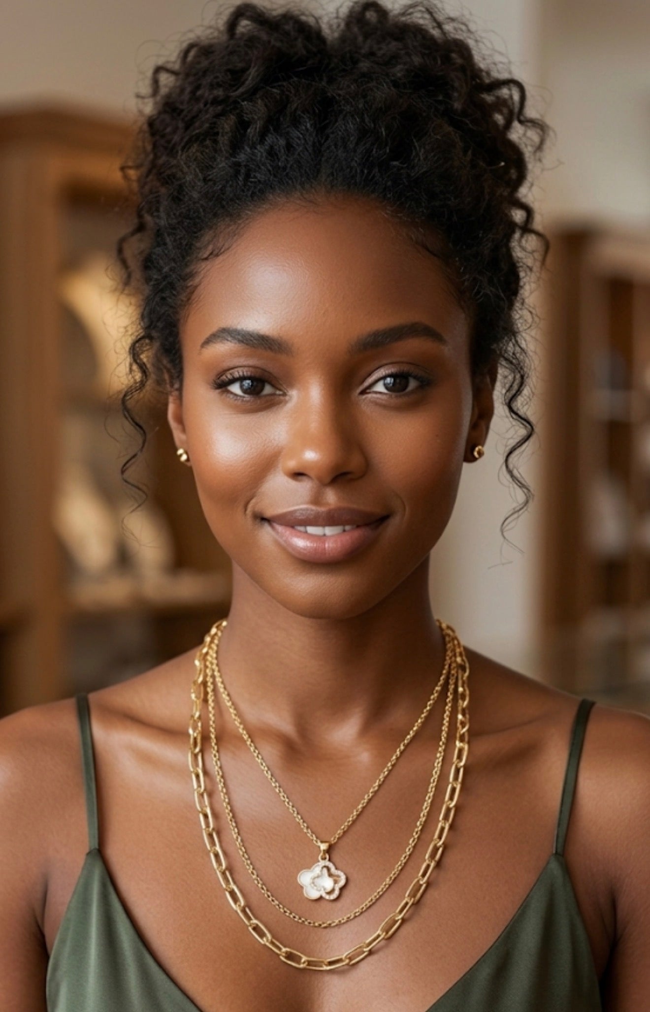Layered Gold Plated Necklace Elegant Clover Pendant | 18K Gold Plated | Non-Tarnish
