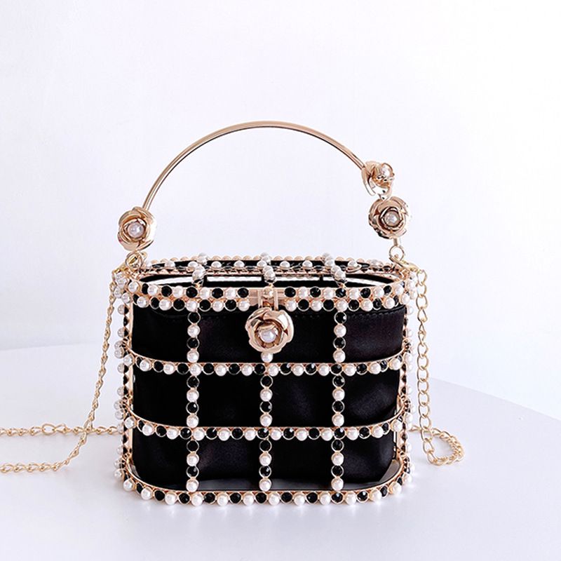 Pearl and Rhinestone Hollow Cage Evening Bag.