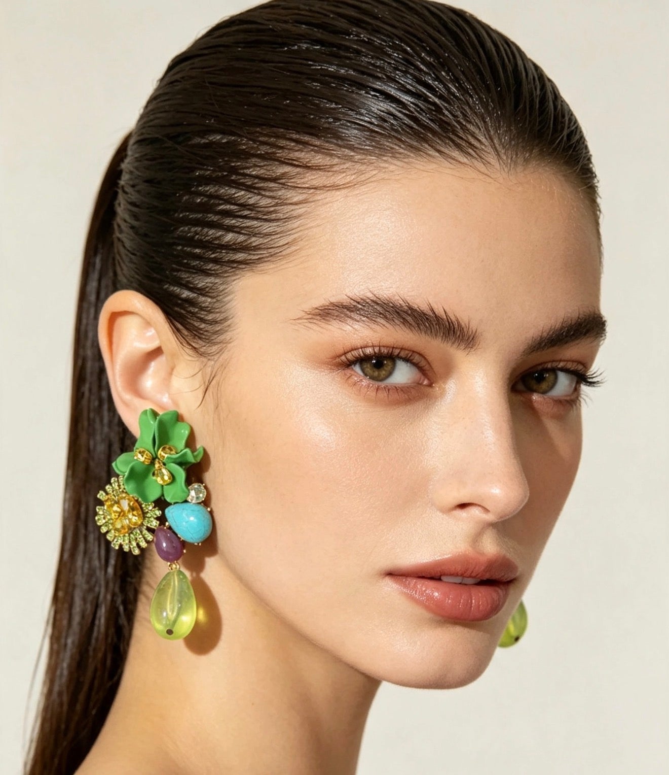 Bohemian Blossom & Crystal Teardrop Statement Earrings