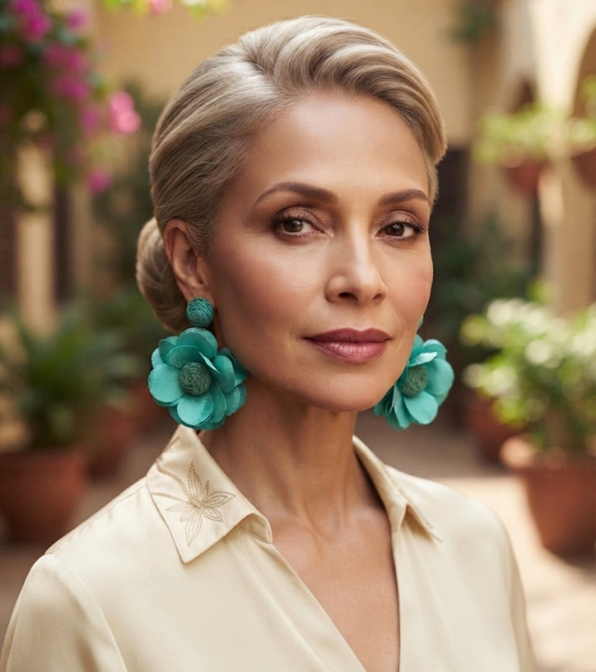 Vibrant Oversized Fabric Flower Statement Earrings | Lightweight Botanical Drop Earrings.