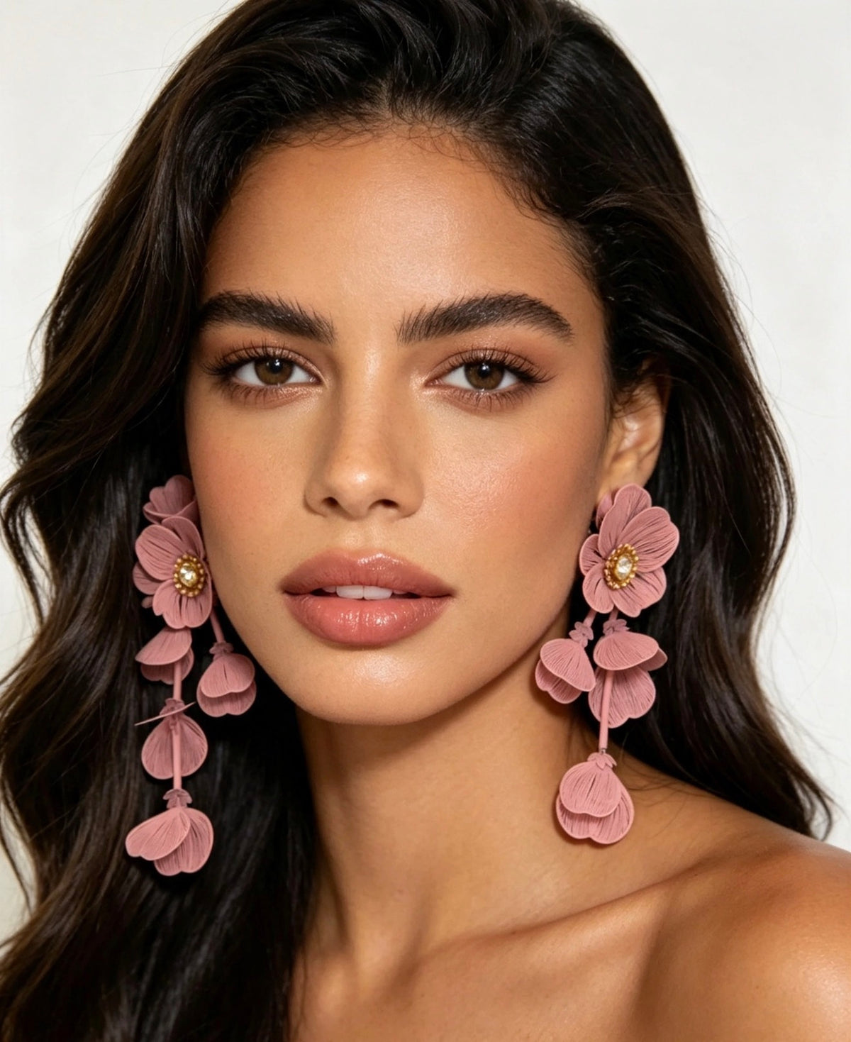 Elegant Cascading Floral Statement Earrings.