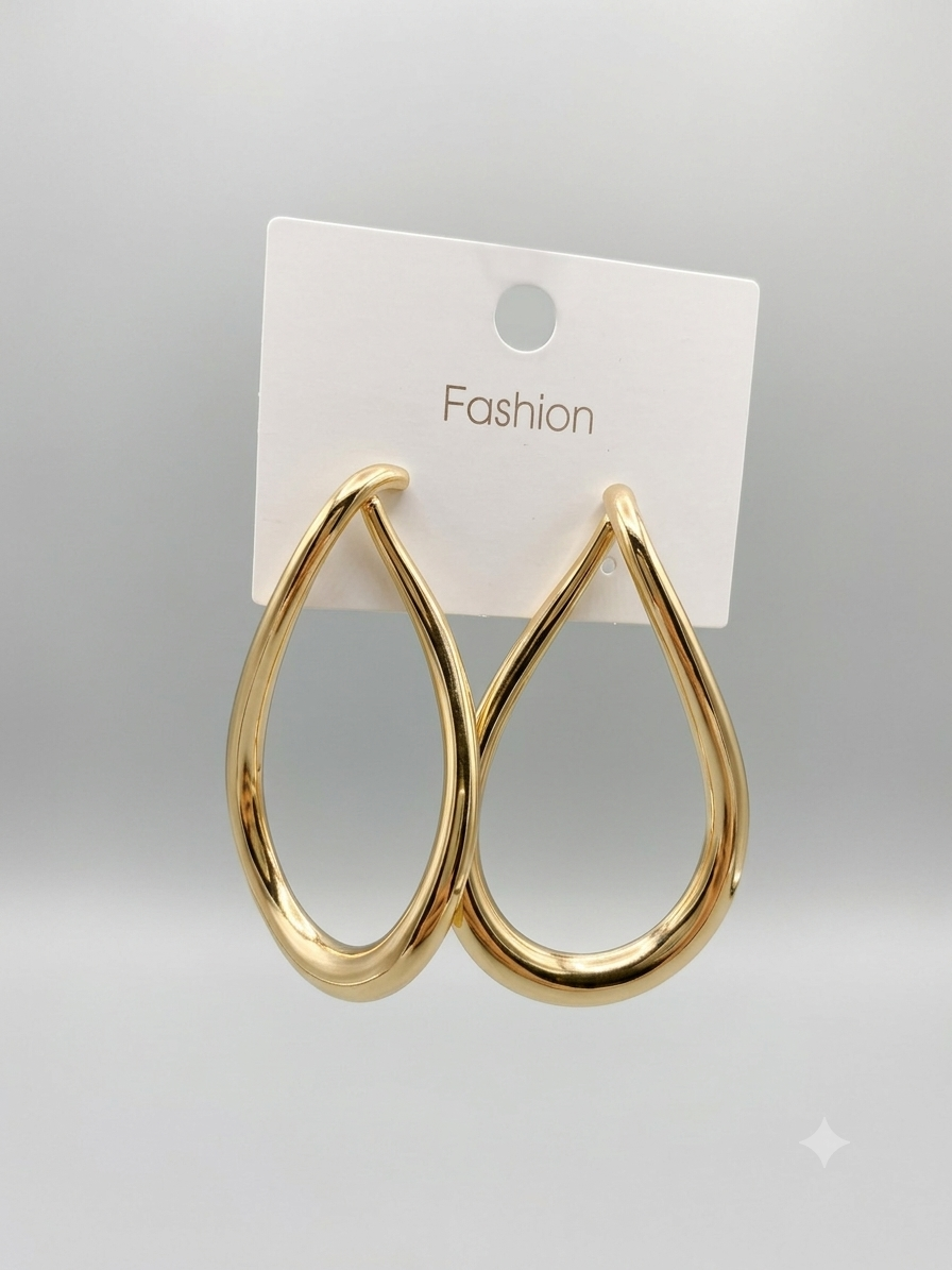 18k Gold Plated Sculptural Teardrop Earrings – Tarnish-Resistant Minimalist Hoops