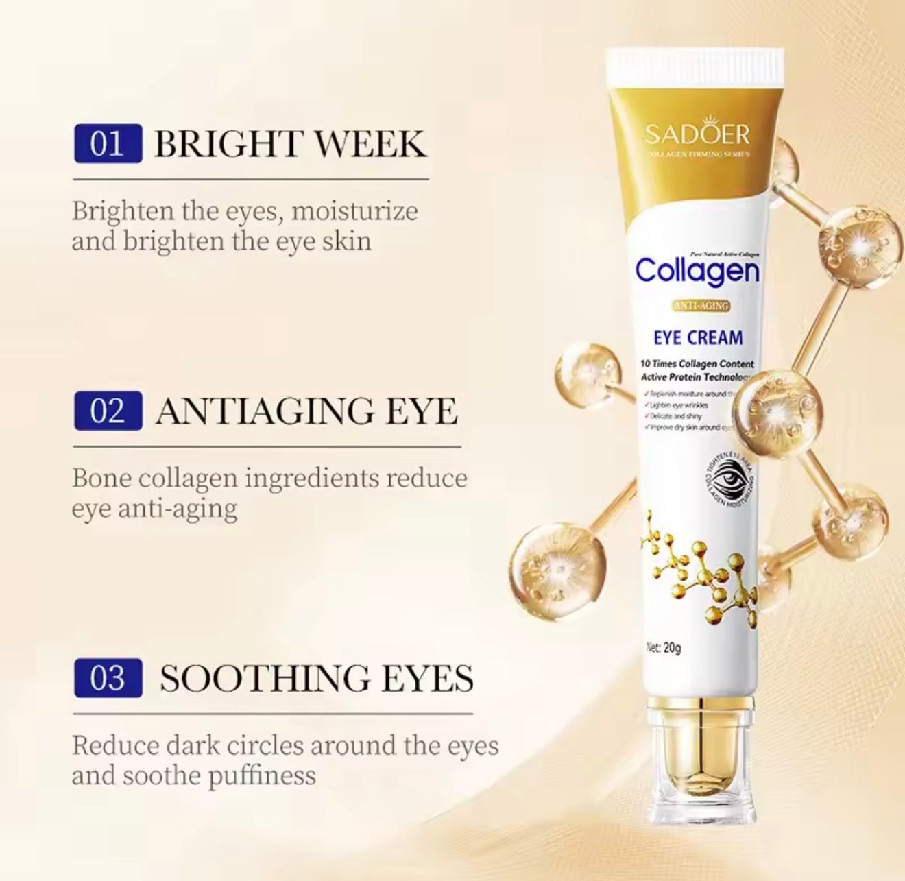 Sadoer Collagen Firming Eye Cream – Anti-Wrinkle & Rejuvenating Treatment.