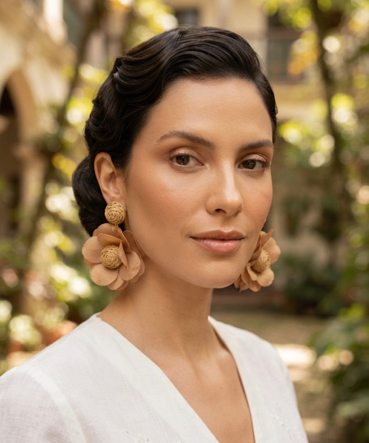 Vibrant Oversized Fabric Flower Statement Earrings | Lightweight Botanical Drop Earrings.