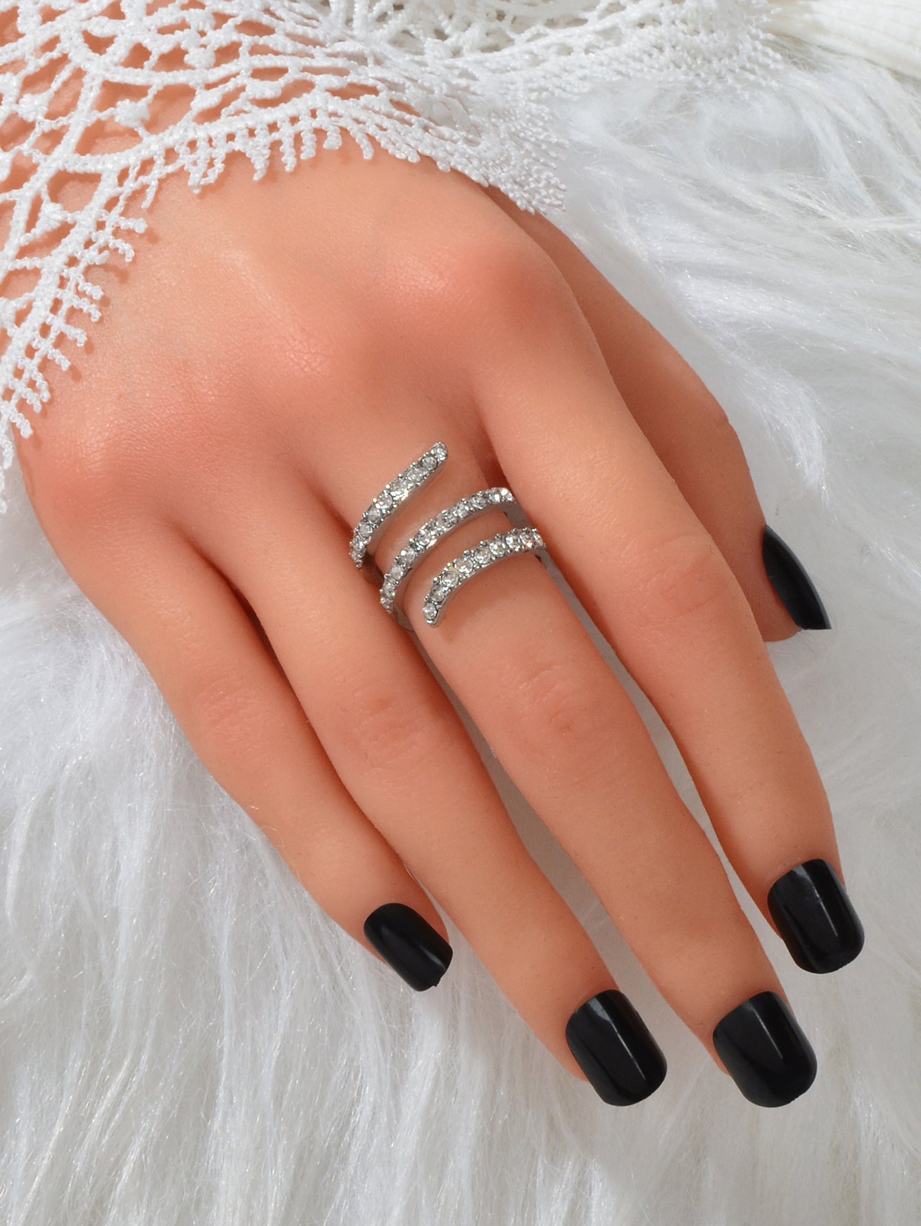 Textured Bridal Jewelry Full Rhinestone Twisted Engagement Finger Ring Gift-4