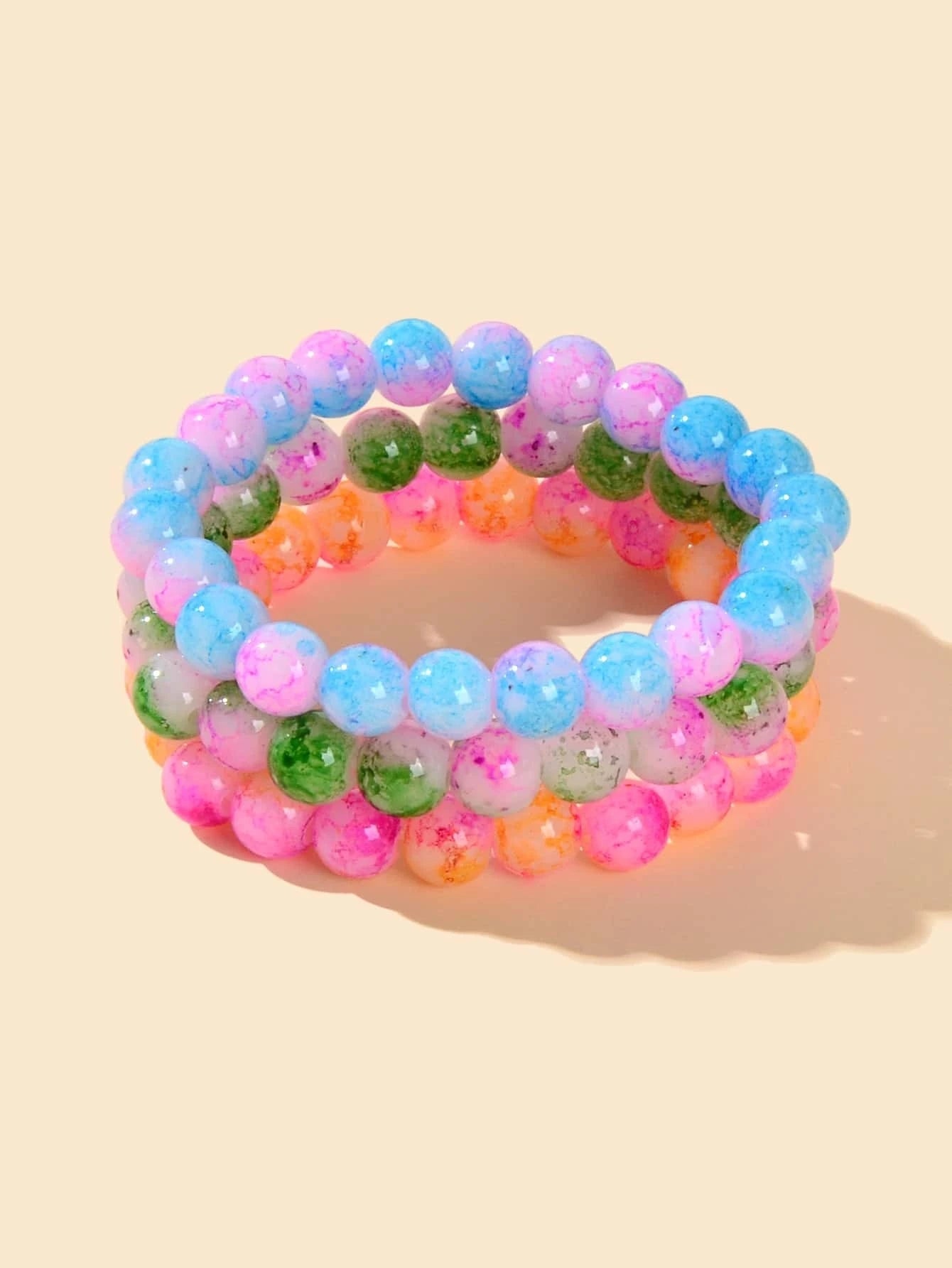 3 pcs/set Ethnic Jewellery Colorful Beads Elastic Bohemian Bracelet Cool Jewelry-2