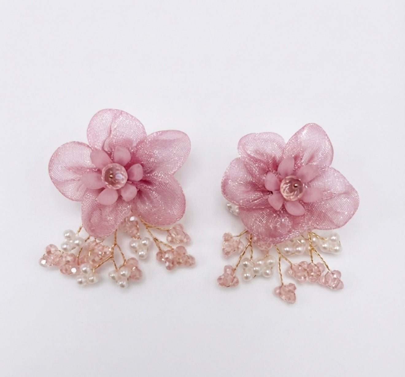 Ethereal Blossom & Beaded Cascade Statement Earrings