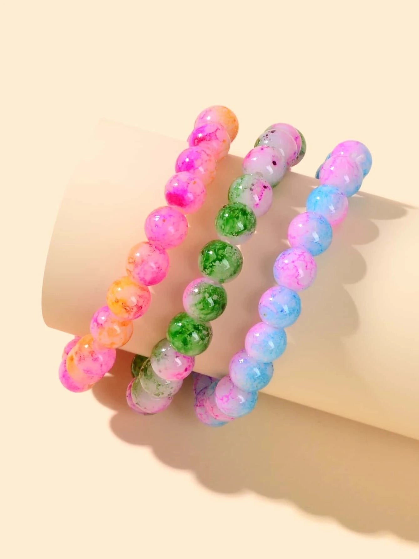 3 pcs/set Ethnic Jewellery Colorful Beads Elastic Bohemian Bracelet Cool Jewelry-4