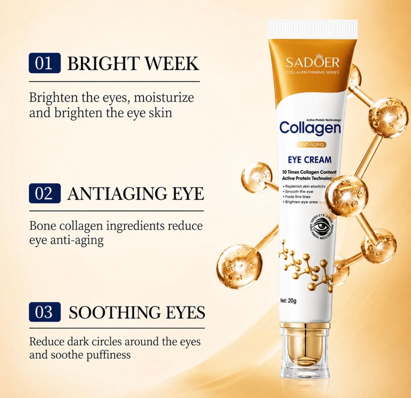 Sadoer Collagen Firming Eye Cream – Anti-Wrinkle & Rejuvenating Treatment.