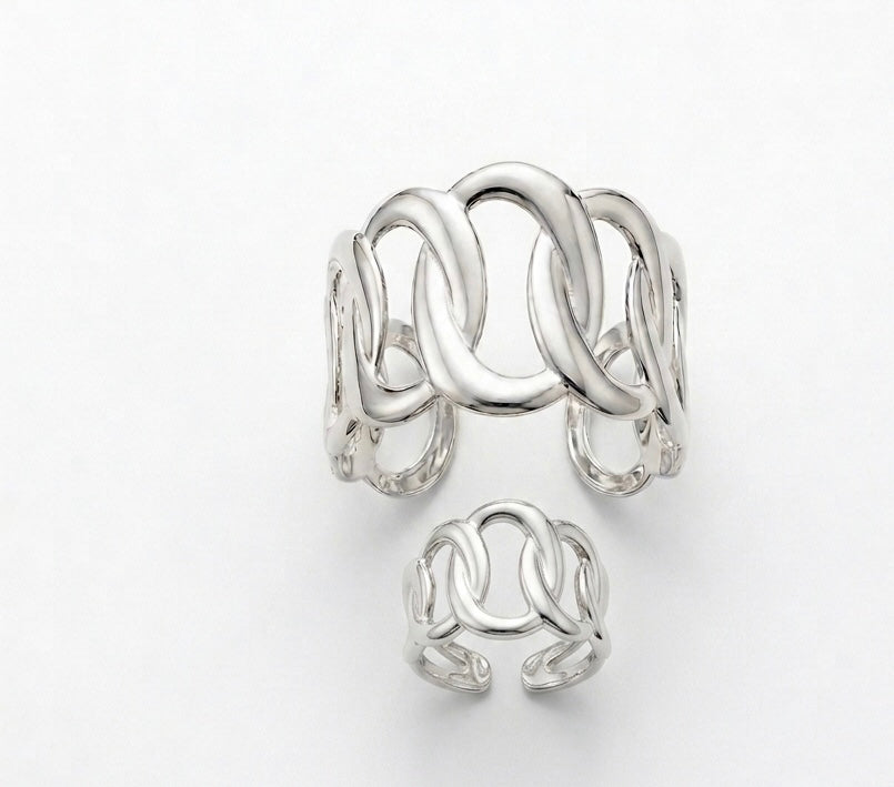 Modern Interlock Bracelet & Ring