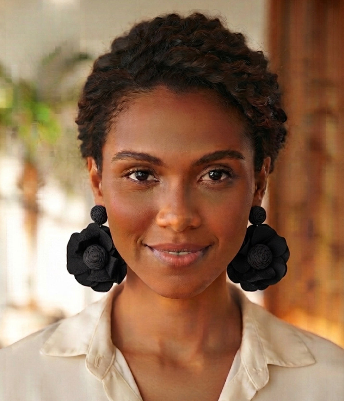 Vibrant Oversized Fabric Flower Statement Earrings | Lightweight Botanical Drop Earrings.