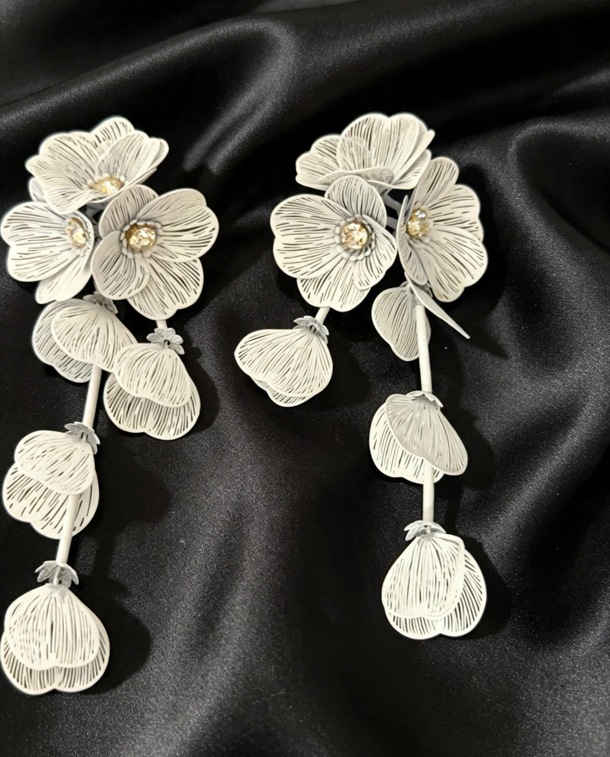Elegant Cascading Floral Statement Earrings.