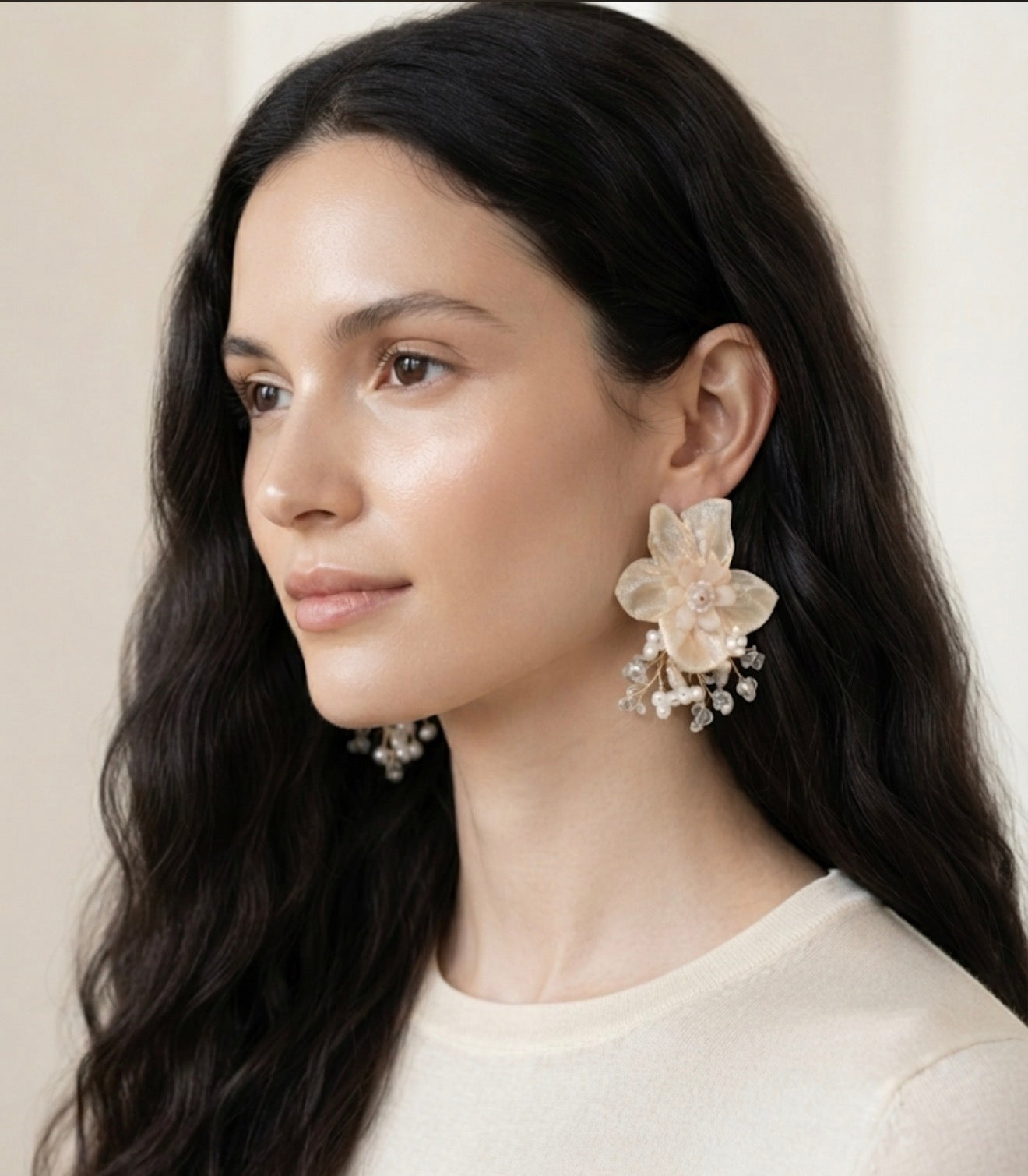 Ethereal Blossom & Beaded Cascade Statement Earrings