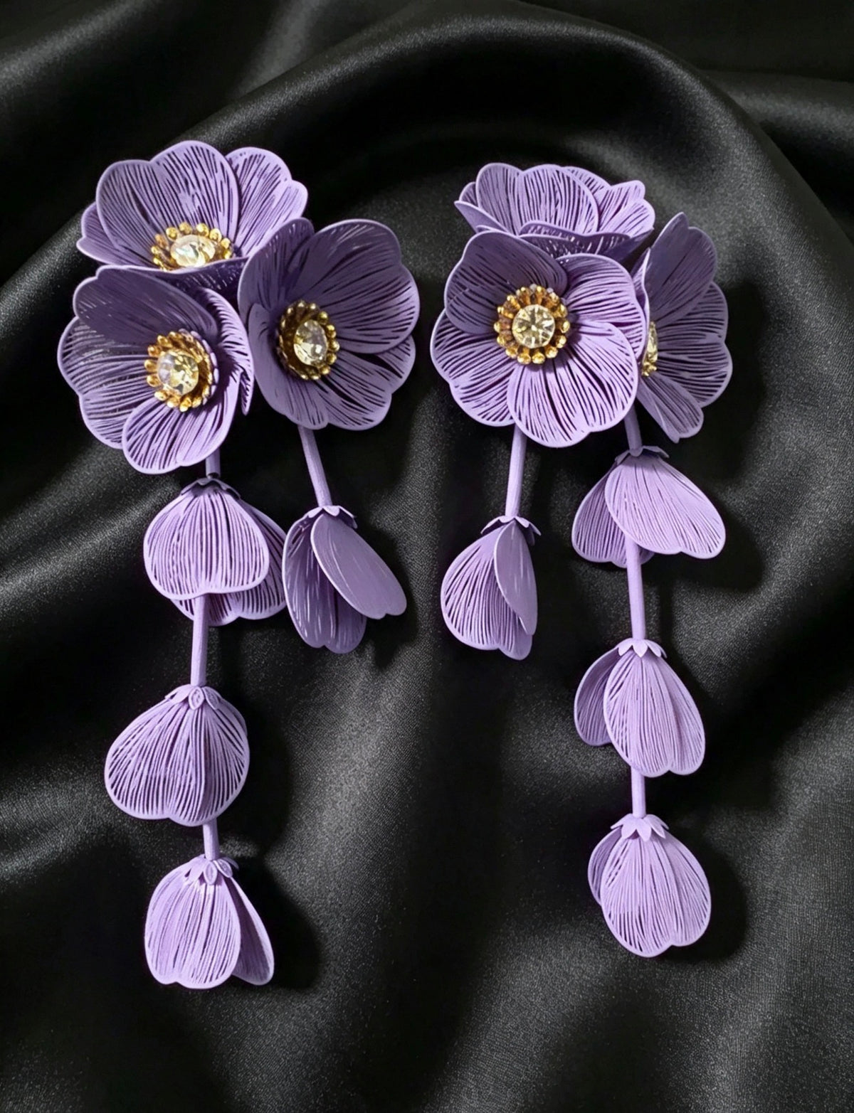 Elegant Cascading Floral Statement Earrings.