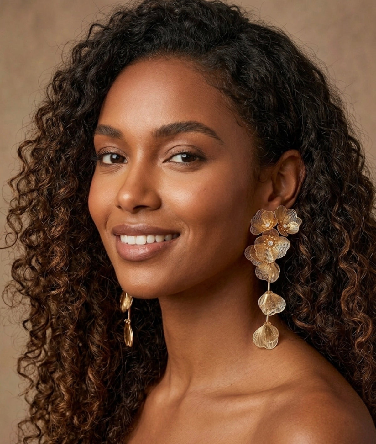 Elegant Cascading Floral Statement Earrings.