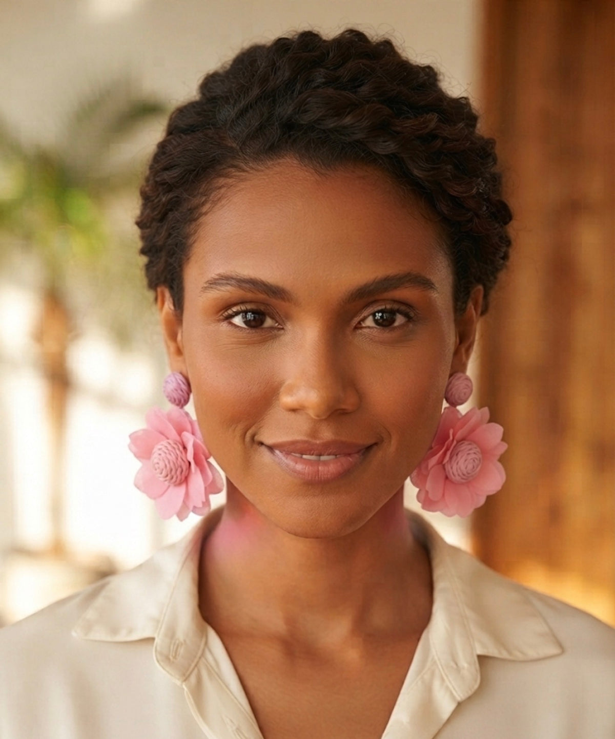 Vibrant Oversized Fabric Flower Statement Earrings | Lightweight Botanical Drop Earrings.