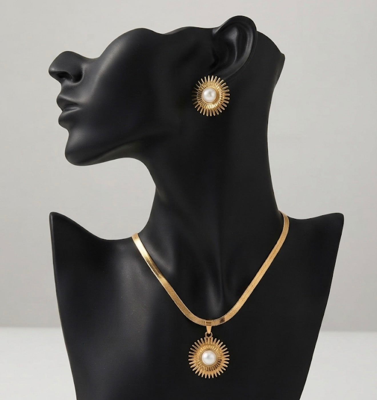 Celestial Radiance Pearl Necklace, Pendant and Earring Set