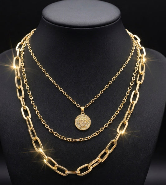 Elevated Elegance Multi-Layered Gold Plated Chain Necklace