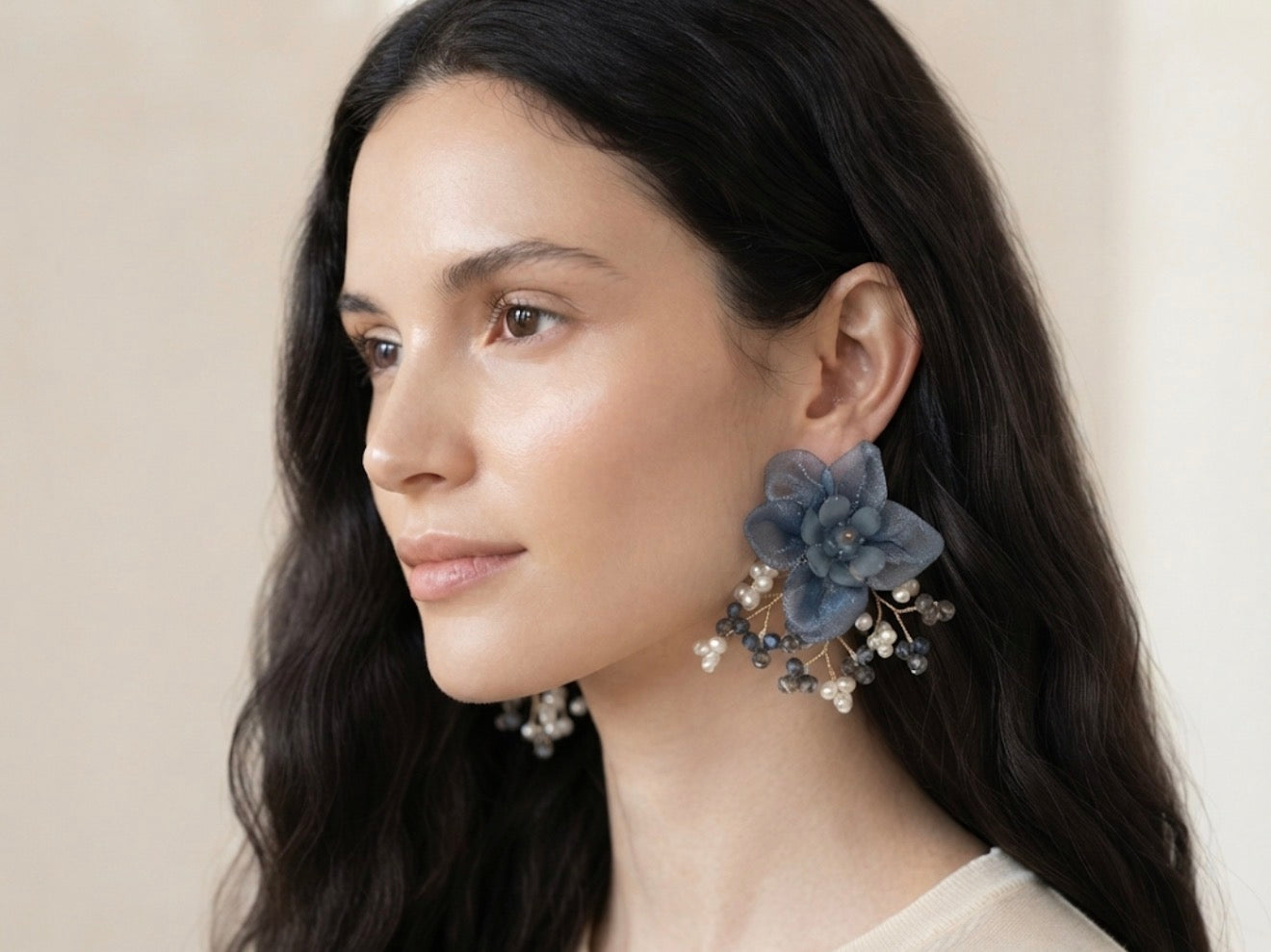 Ethereal Blossom & Beaded Cascade Statement Earrings