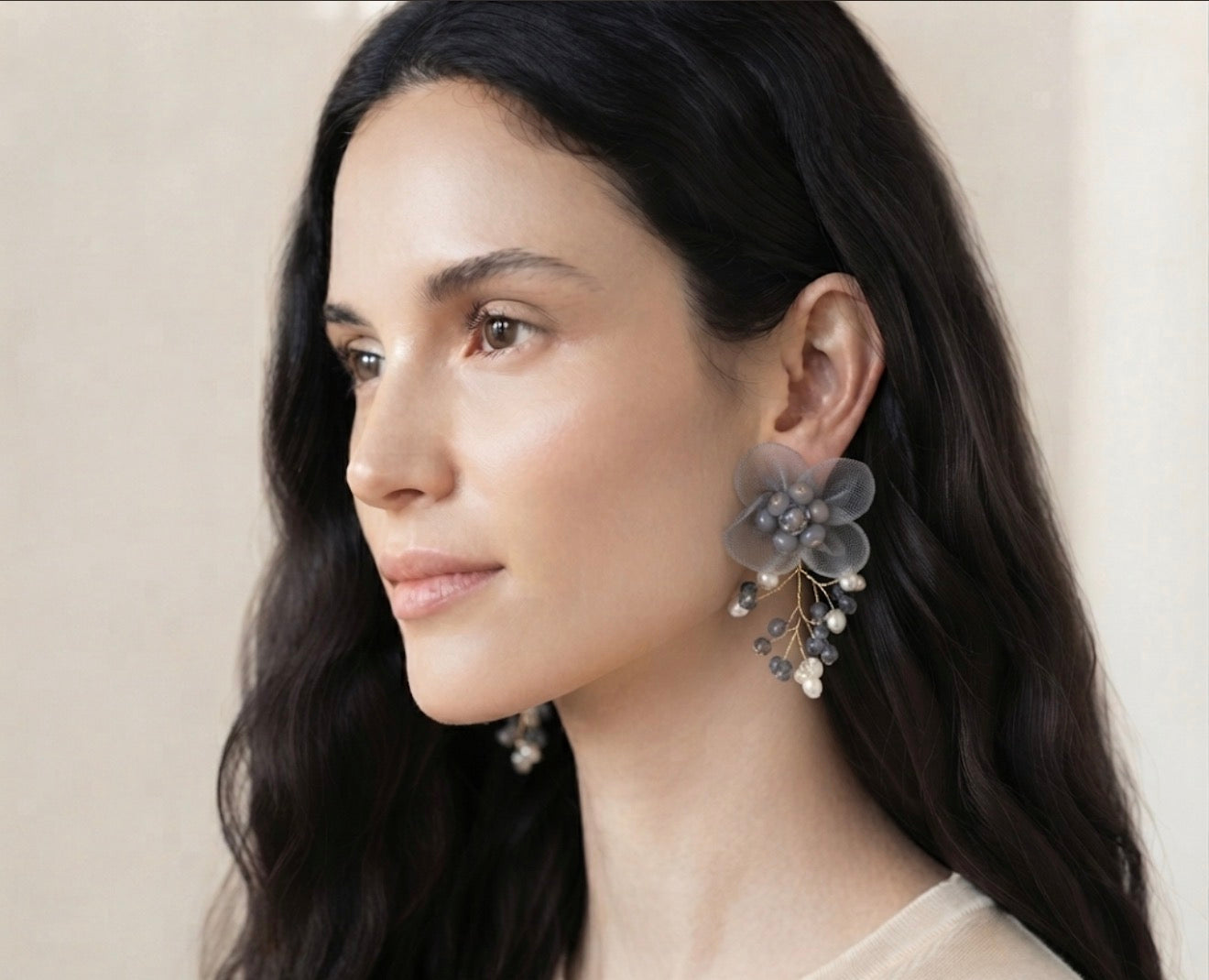 Ethereal Blossom & Beaded Cascade Statement Earrings