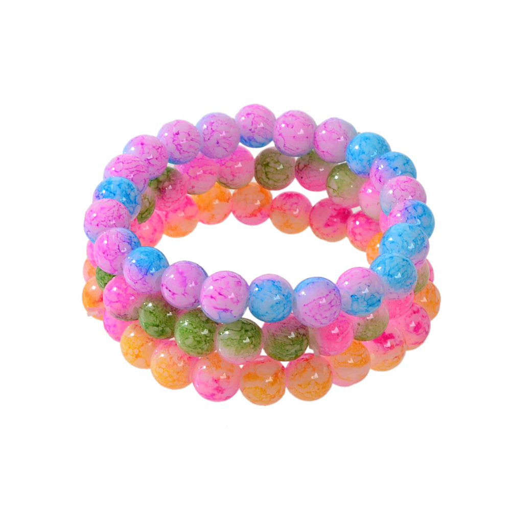 3 pcs/set Ethnic Jewellery Colorful Beads Elastic Bohemian Bracelet Cool Jewelry-0