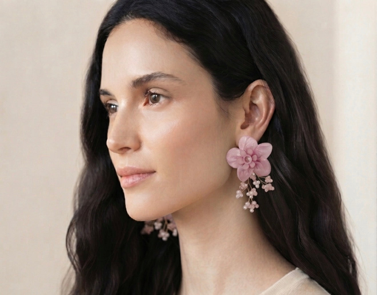 Ethereal Blossom & Beaded Cascade Statement Earrings