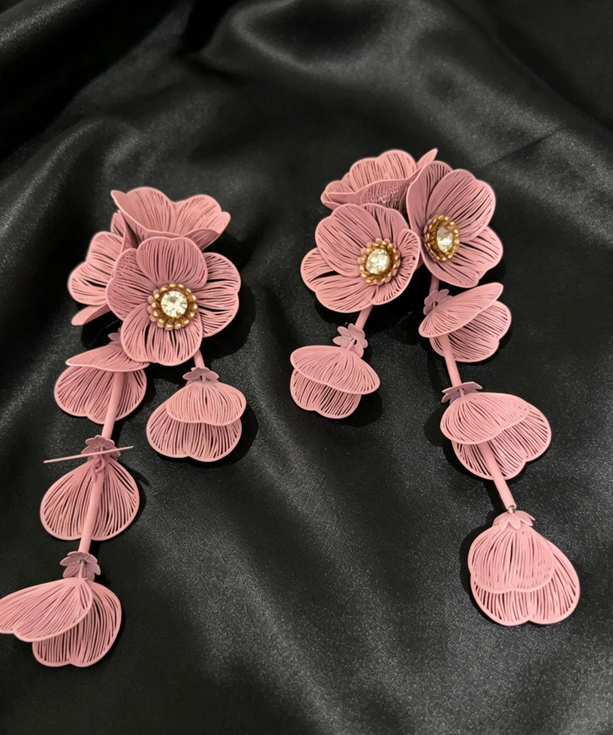 Elegant Cascading Floral Statement Earrings.