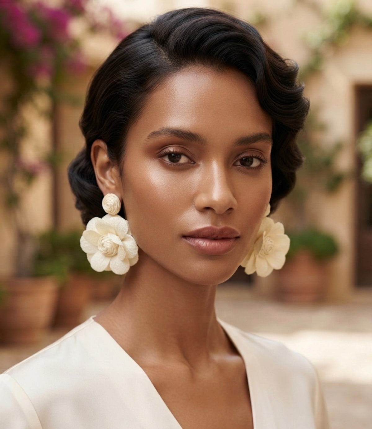 Vibrant Oversized Fabric Flower Statement Earrings | Lightweight Botanical Drop Earrings.