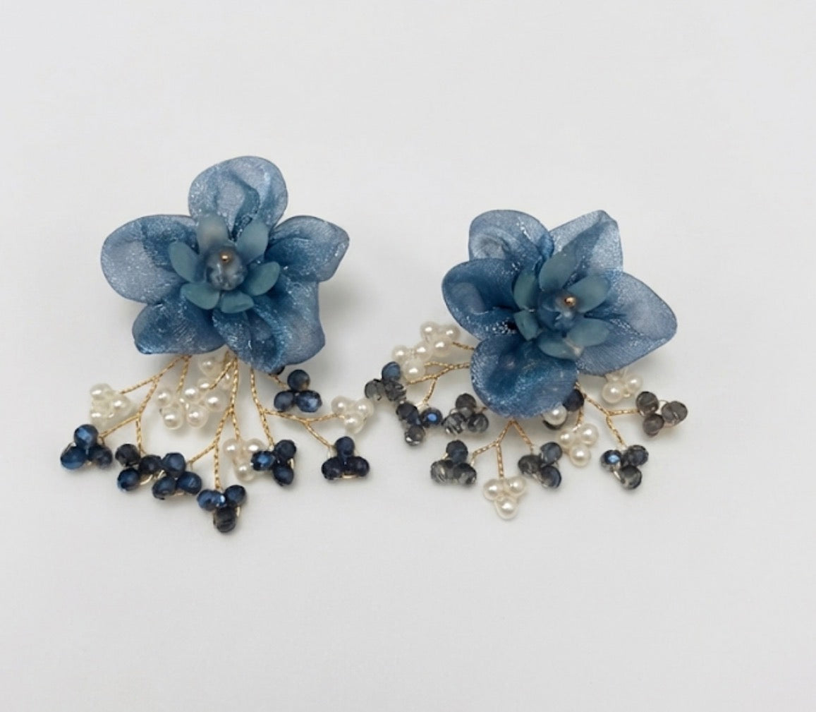 Ethereal Blossom & Beaded Cascade Statement Earrings