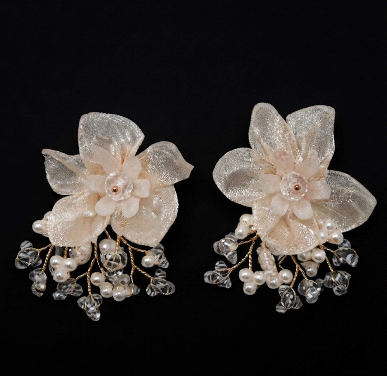 Ethereal Blossom & Beaded Cascade Statement Earrings