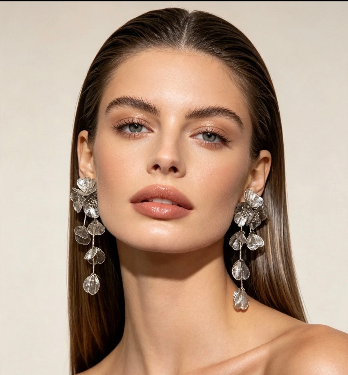 Elegant Cascading Floral Statement Earrings.