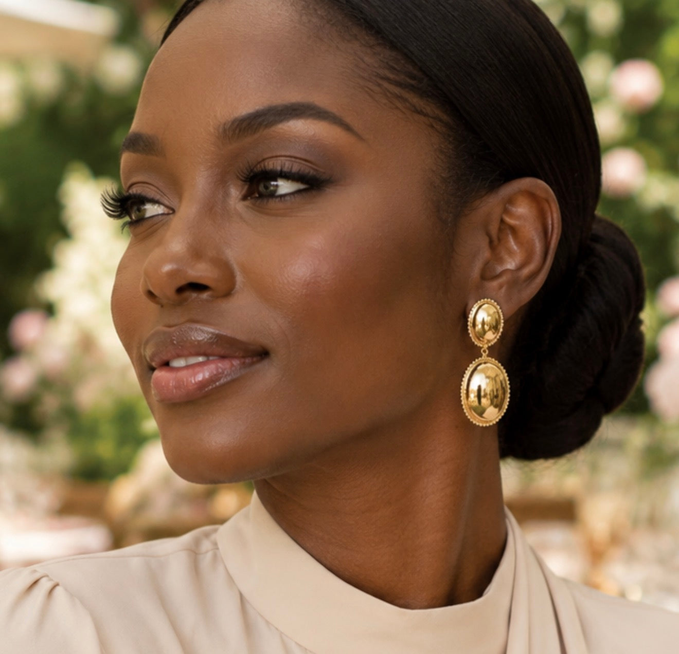 Rosemary Golden Eclipse Statement Drop Earrings