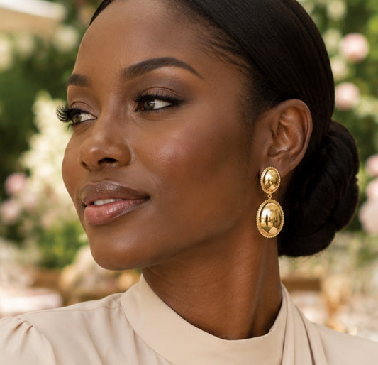 Rosemary Golden Eclipse Statement Drop Earrings