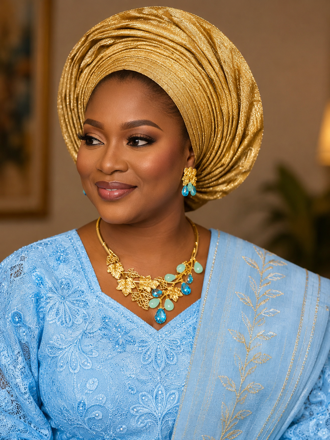 Teal & Mint Gold Leaf Jewelry Set