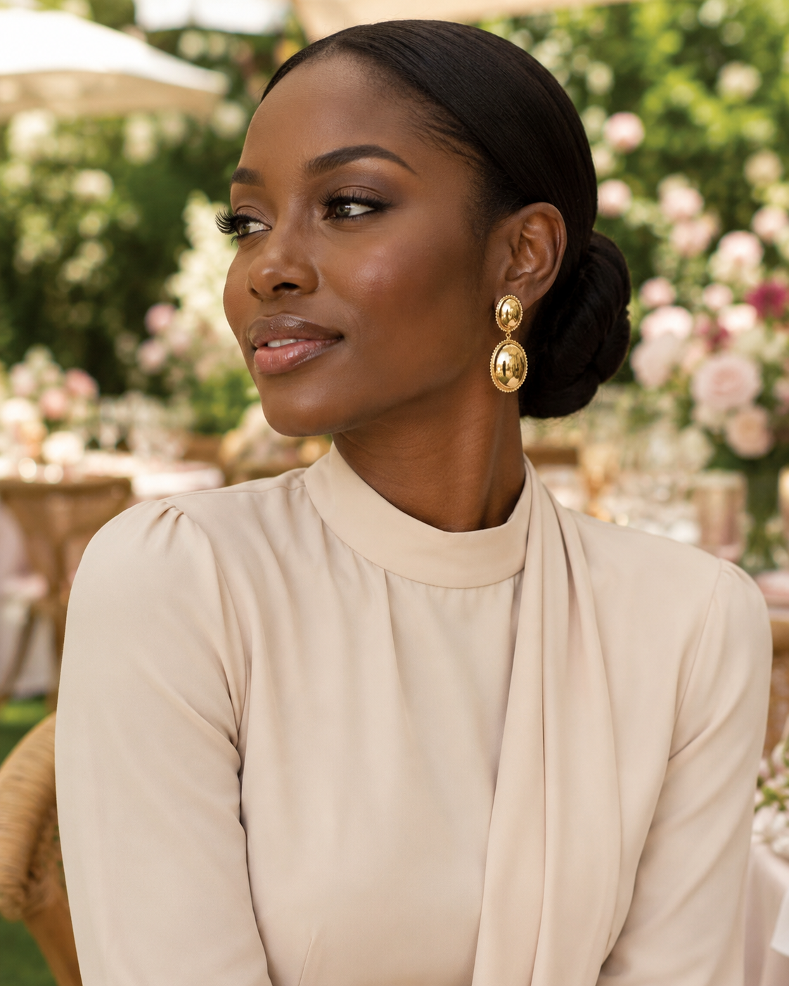 Rosemary Golden Eclipse Statement Drop Earrings
