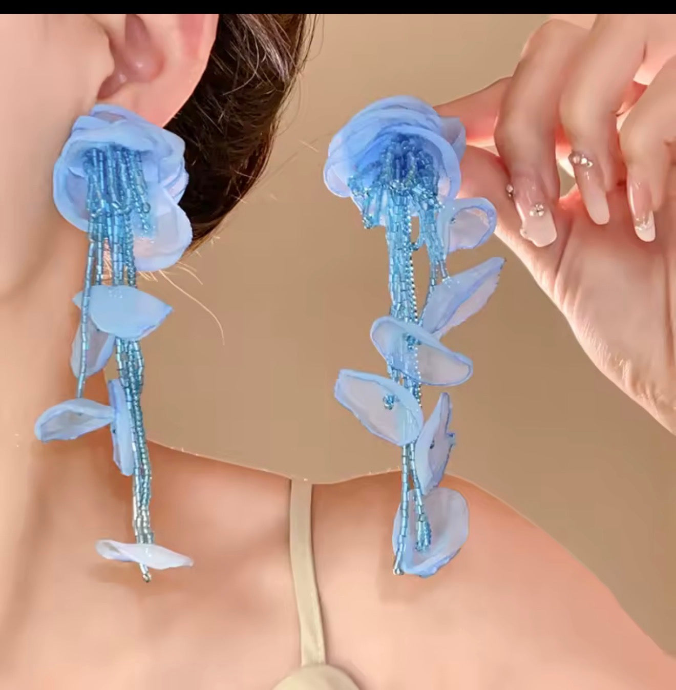 Long Petal Drop Earrings