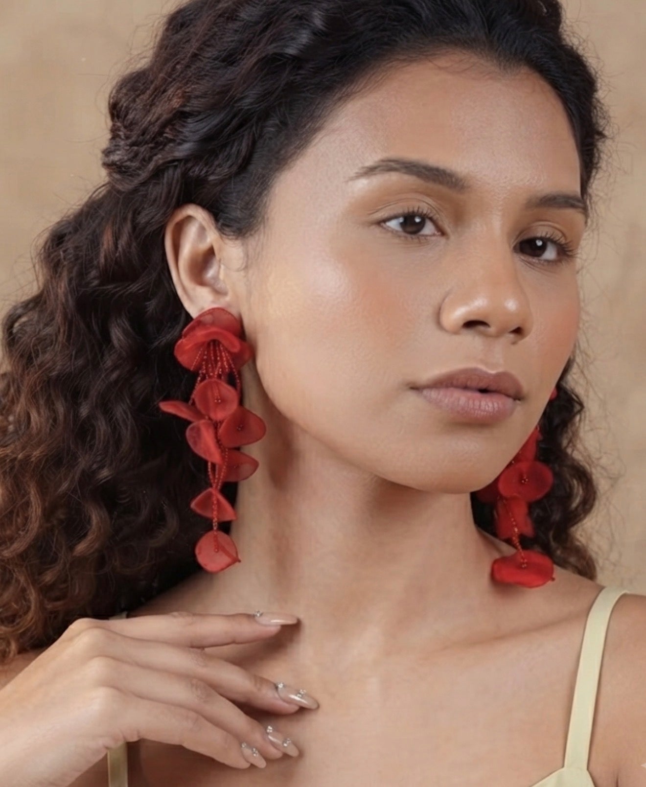 Long Petal Drop Earrings