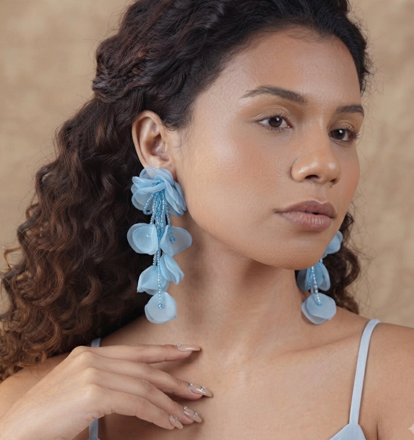 Long Petal Drop Earrings