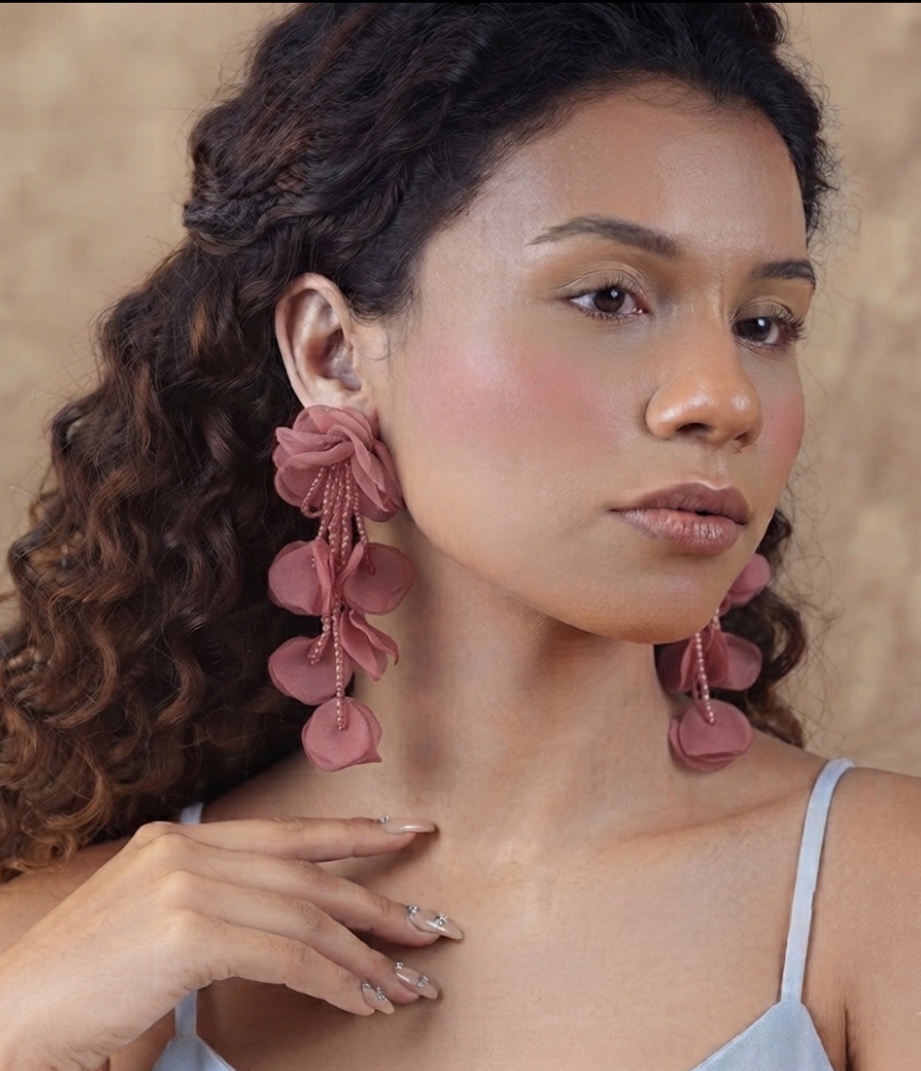 Long Petal Drop Earrings
