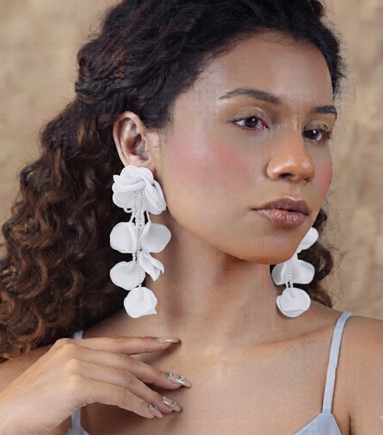 Long Petal Drop Earrings