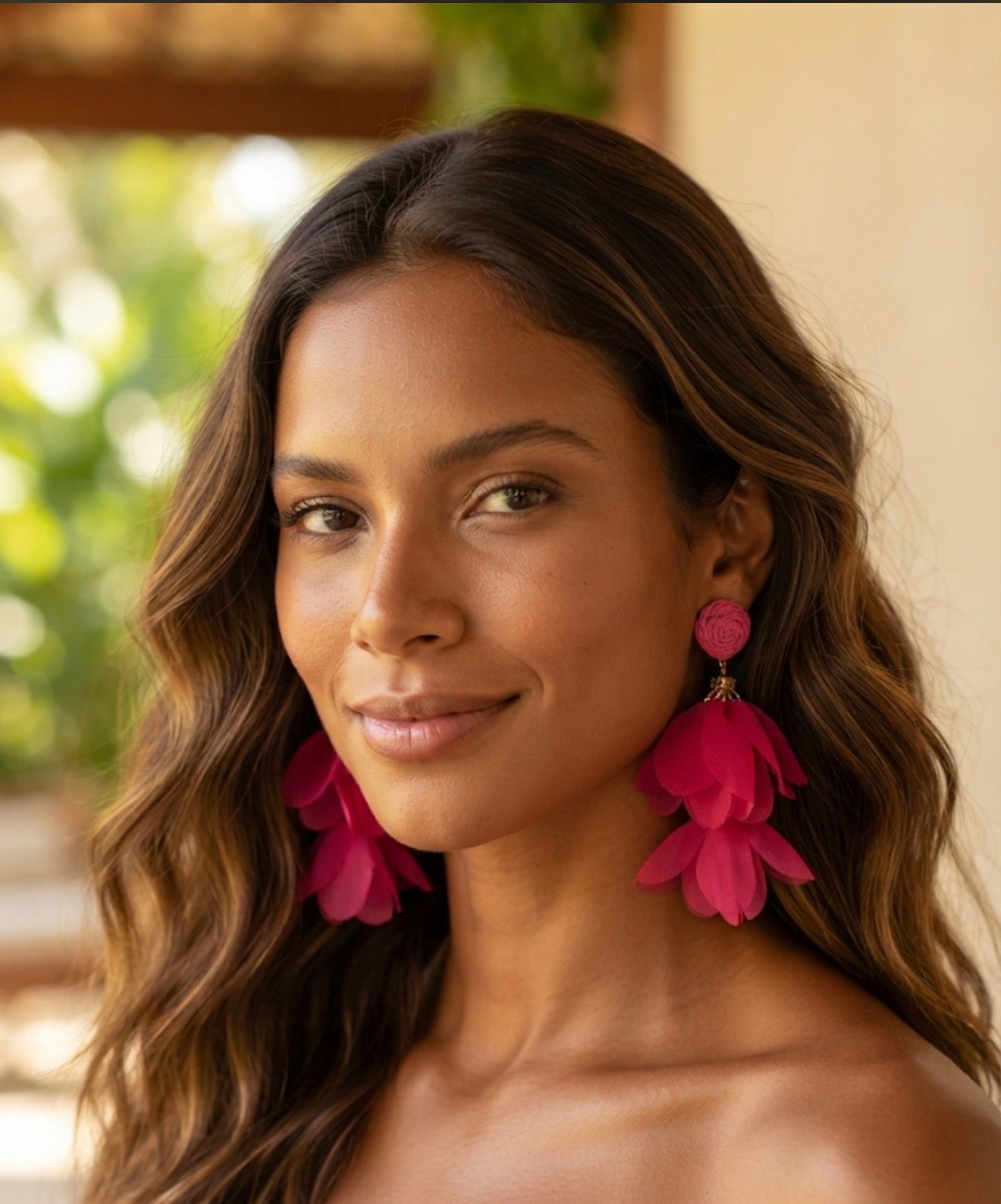 Vibrant Fabric Petal Drop Earrings, Layered Flower Statement Earrings, Boho Floral Jewelry