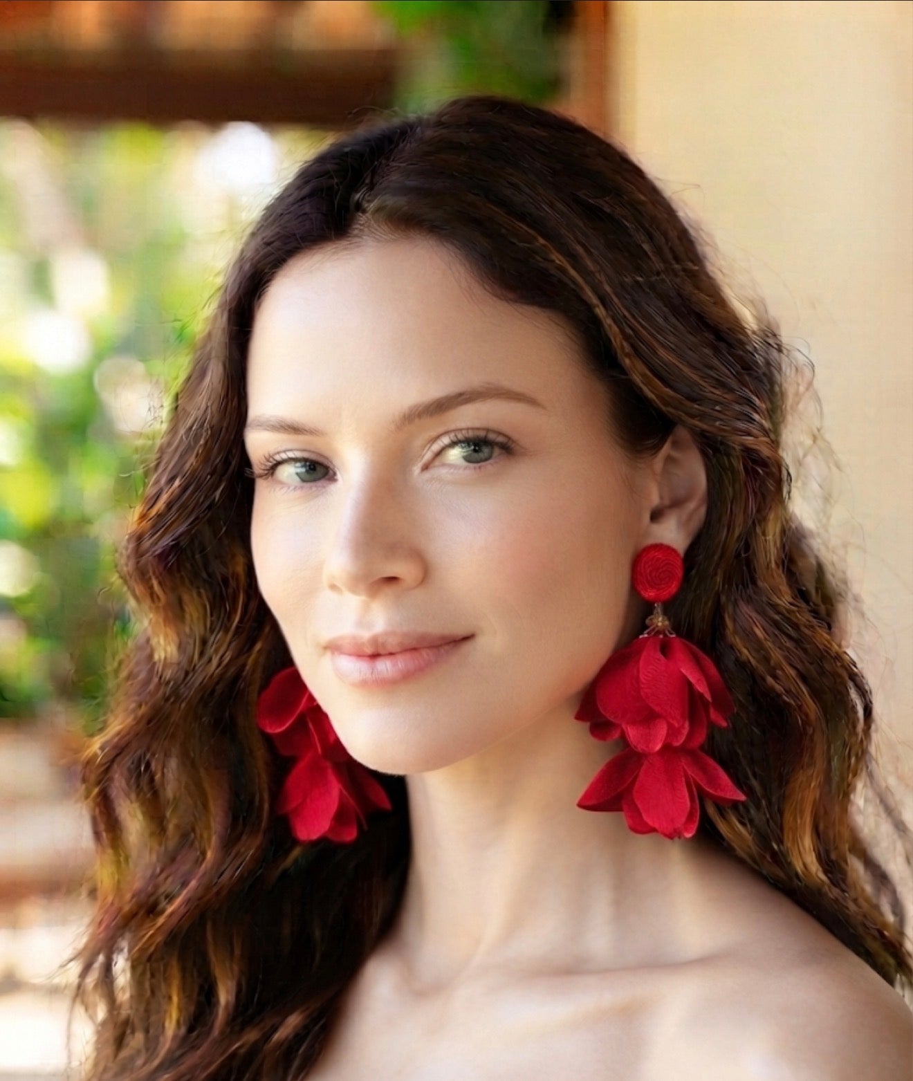 Vibrant Fabric Petal Drop Earrings, Layered Flower Statement Earrings, Boho Floral Jewelry