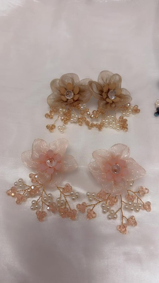 Ethereal Blossom & Beaded Cascade Statement Earrings